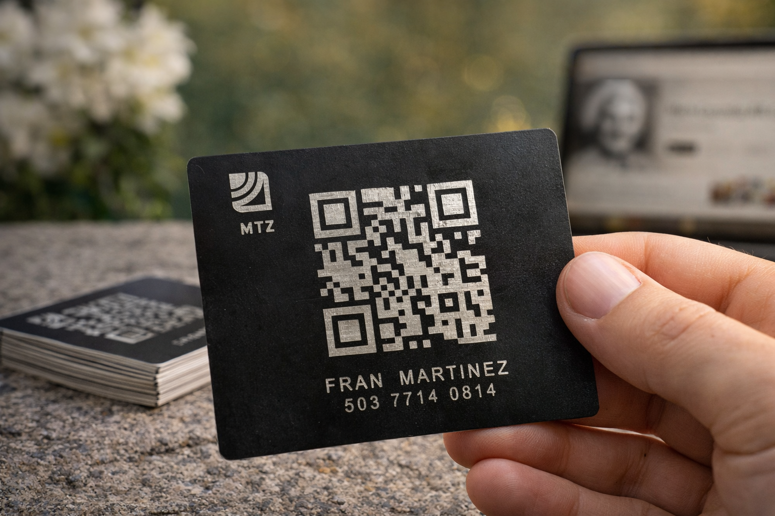 Placa QR aluminio anodizado grabada en láser